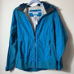 Columbia Omni-Tech Ampli-Dry Waterproof Small Blue Zip Hooded Jacket Shell